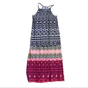 Old Navy Girls Cotton Aztec Maxi Dress Size 8 Medium Excellent Condition